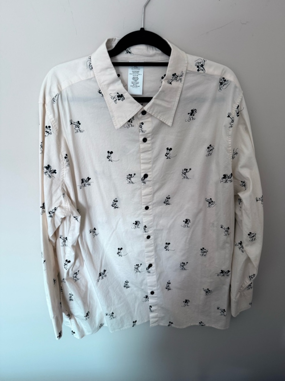 Disney Classic Mickey and Minnie print long sleeve button down shirt Men's XXL